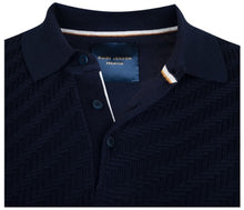 Guide London Navy Cotton Jacquard Front Polo - Navy