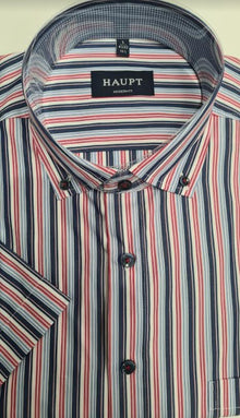 Haupt Modern Fit Short Sleeve Shirt - Red Stripe