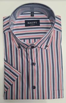 Haupt Modern Fit Short Sleeve Shirt - Red Stripe