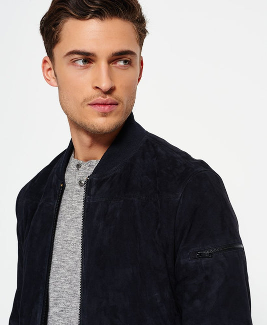Superdry Slim Suede Bomber Jacket - Ink