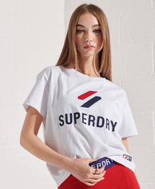 Ladies Superdry Code SL Stacked APQ BOxy Tee - Optic