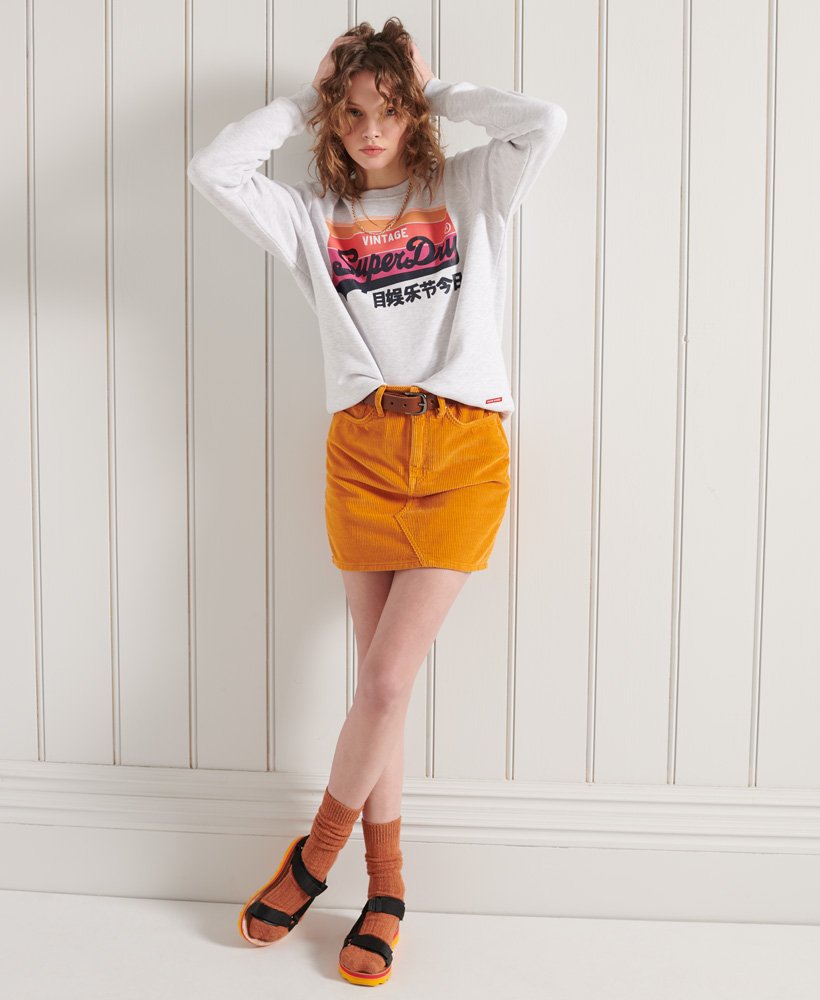 Ladies Superdry Vintage Logo Cali Crew - Ice Marl