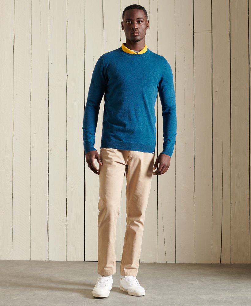 Superdry Vintage Embroidered Cotton Cashmere Crew Jumper - Hoxton Blue Marl