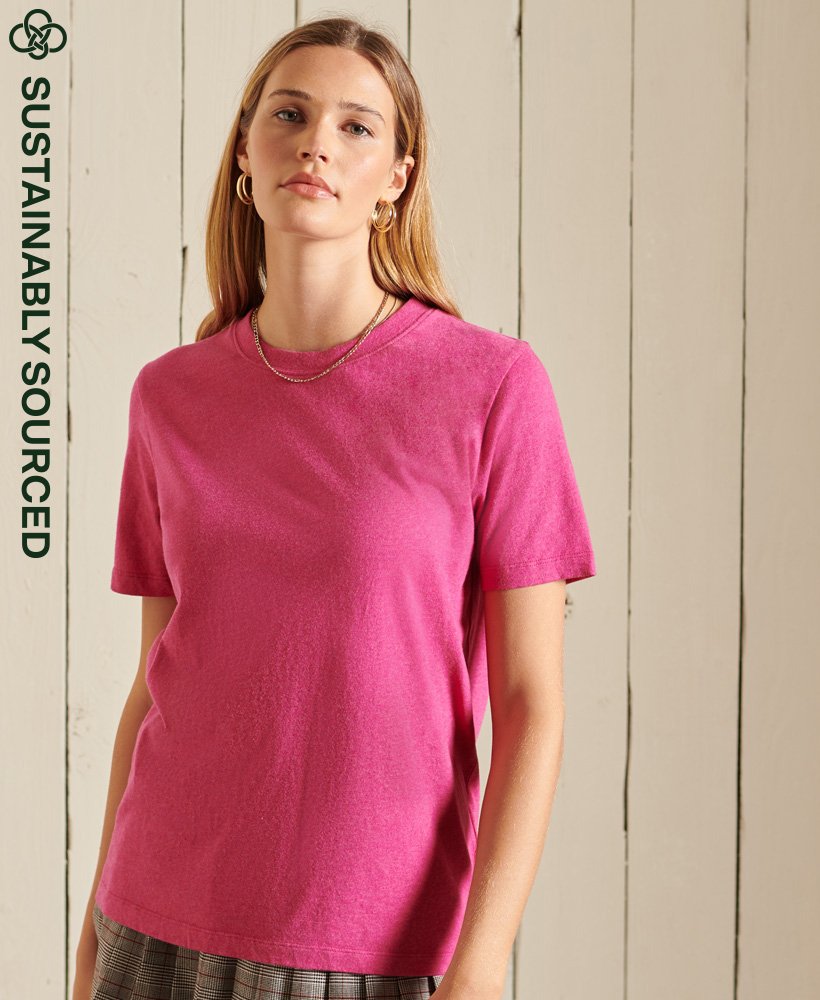 Ladies Superdry Organic Cotton Vintage Logo T-Shirt - Magenta Marl