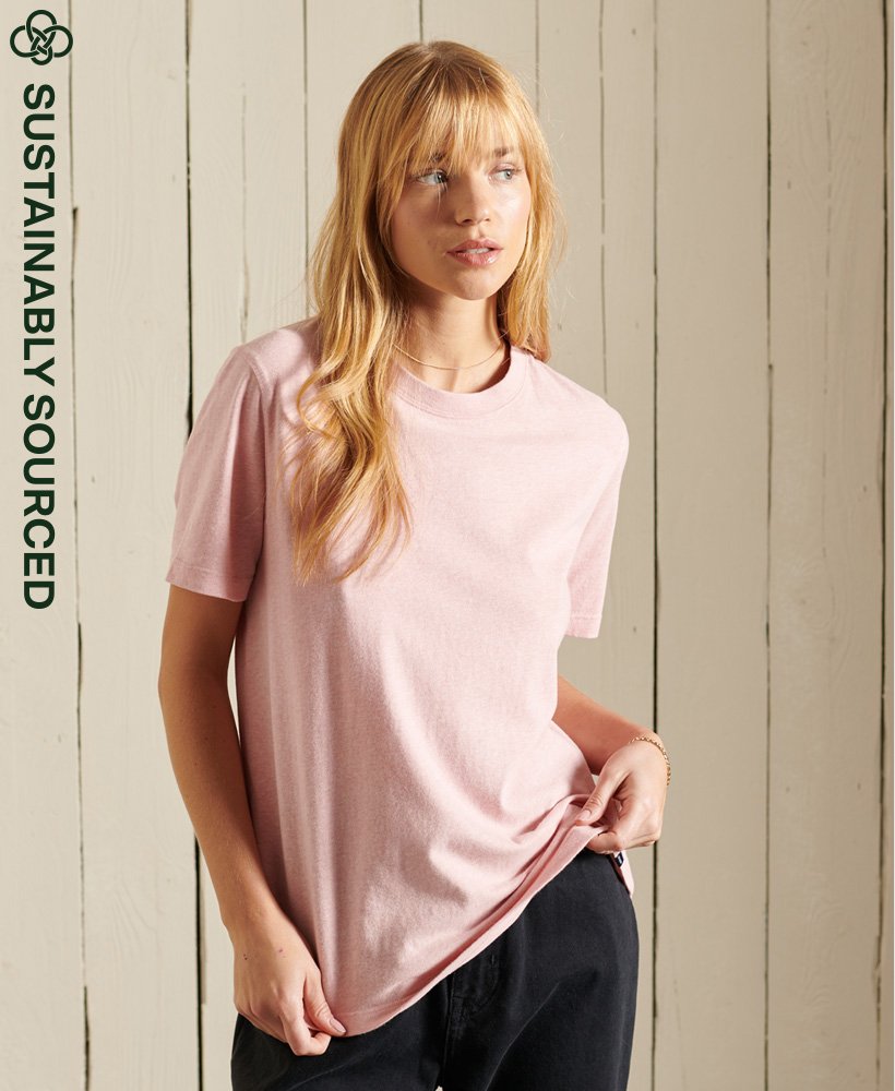 Ladies Superdry Organic Cotton Vintage Logo T-Shirt - Soft Pink Marl