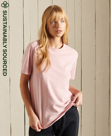 Ladies Superdry Organic Cotton Vintage Logo T-Shirt - Soft Pink Marl