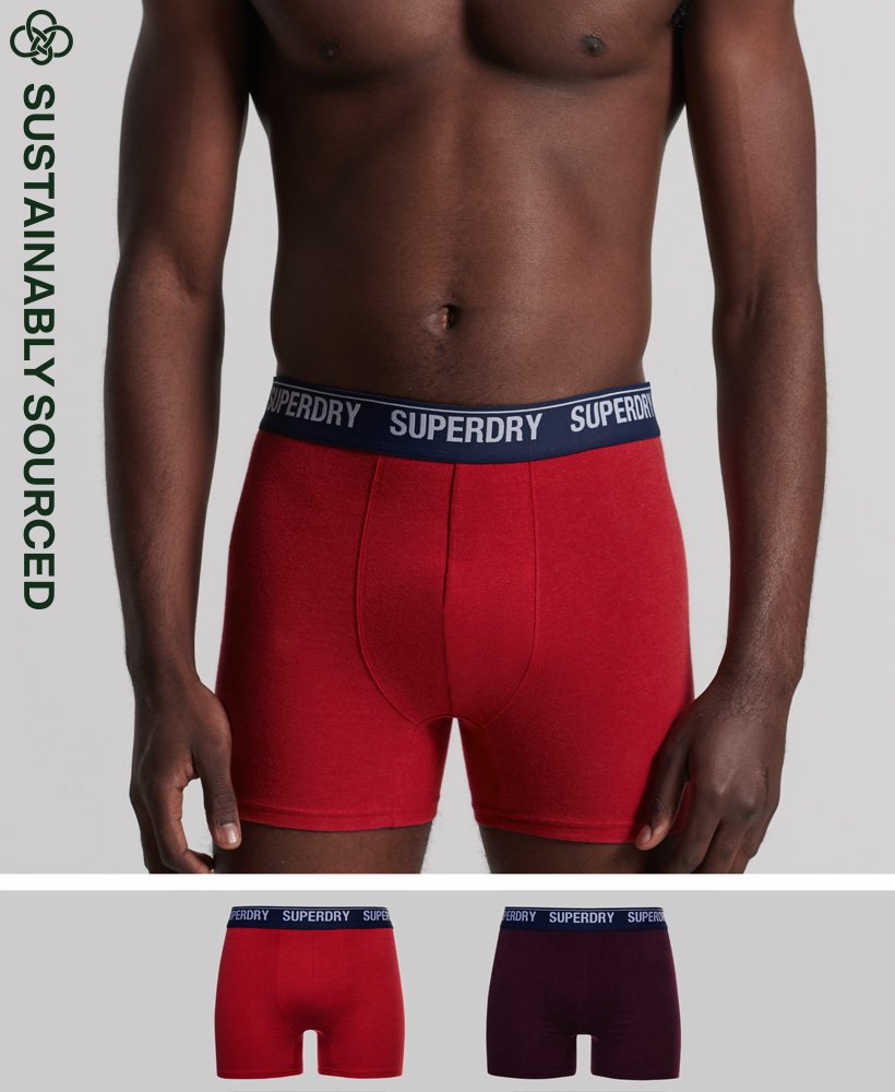 Superdry Organic Cotton Boxer Double Pack Burgundy red Watson