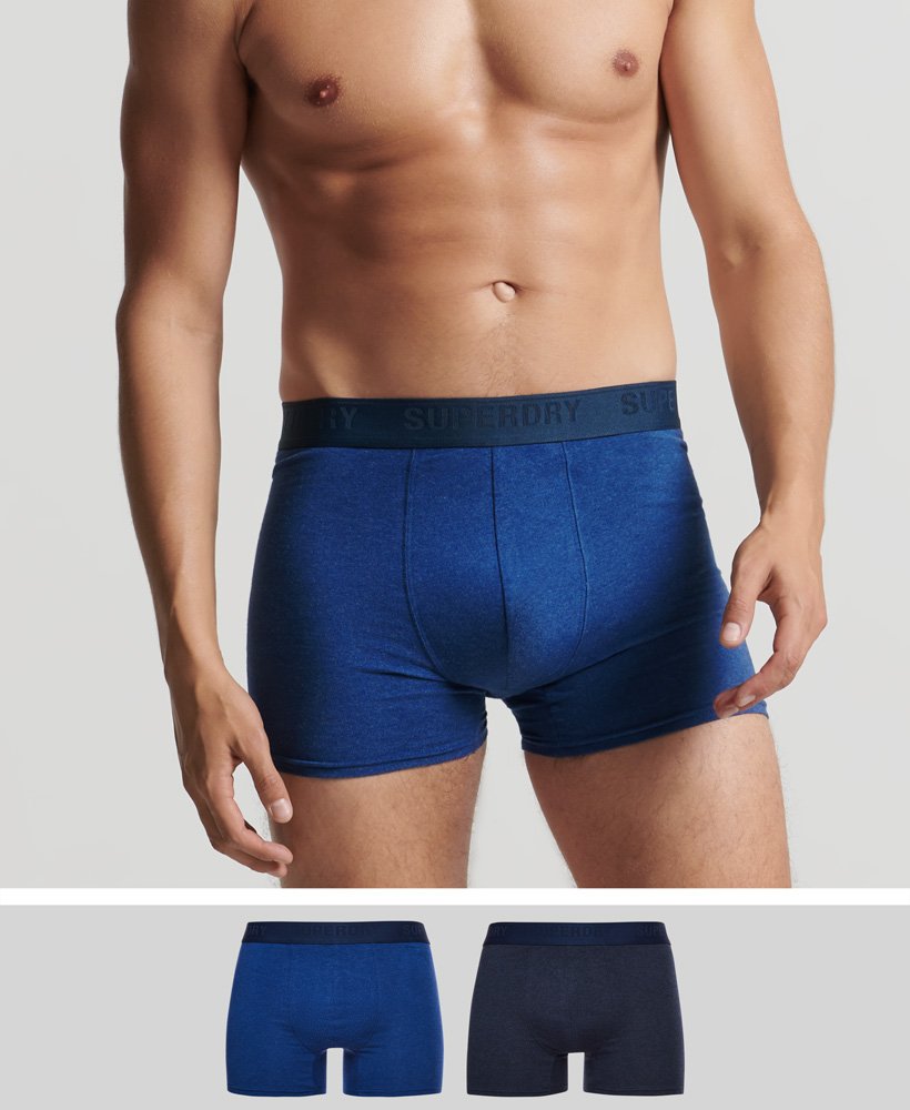 Superdry Organic Cotton Boxer Double Pack -Bright Blue/navy Marl