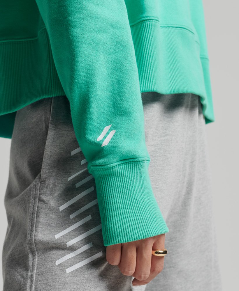 Ladies Superdry Code Core Sport Crop Box Hoodie - Tropical Green