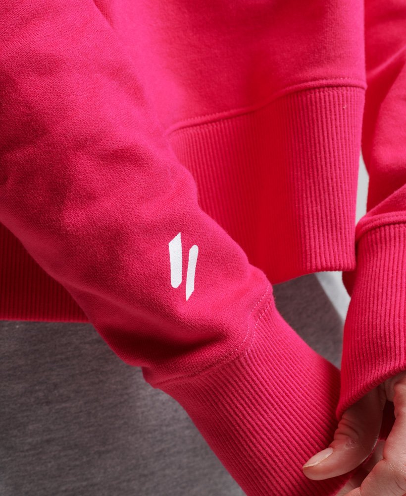 Ladies Superdry Code Core Sport Crop Box Hoodie - Fuchsia
