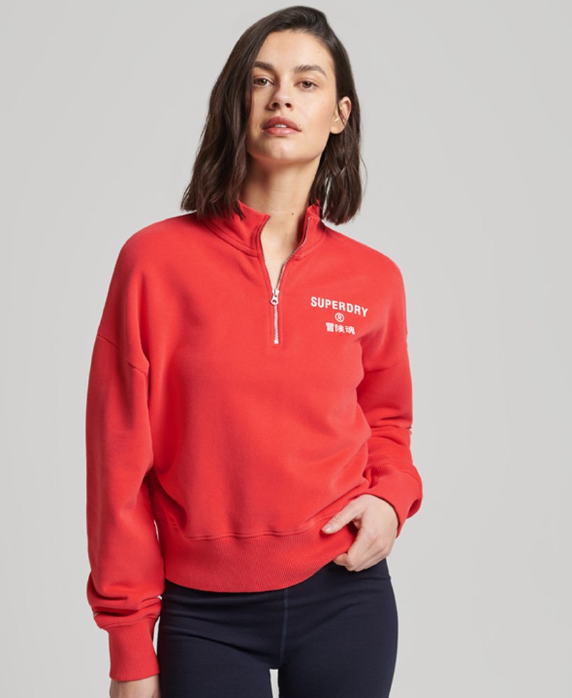 Ladies Superdry Code Core Sport Haf Zip - Hyper Fire Coral