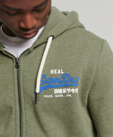Superdry Vintage Logo Classic Full Zip Hoodie - Thrift Olive Marl