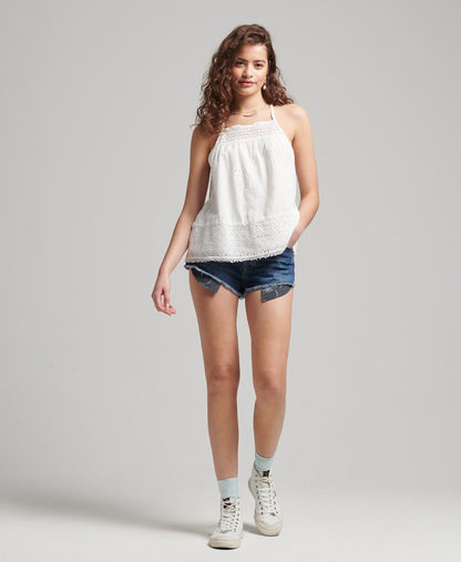 Ladies Superdry Vintage Woven Lace Cami Top - Brilliant White