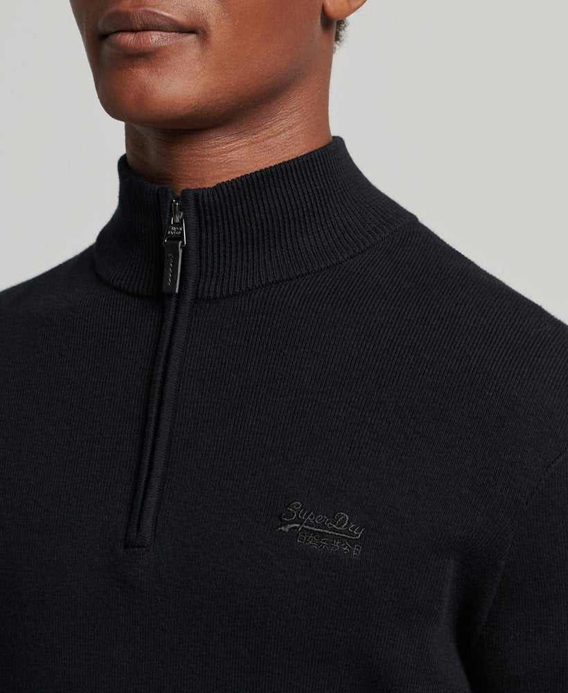Superdry Organic Cotton Vintage Embroidered Henley Jumper - Black