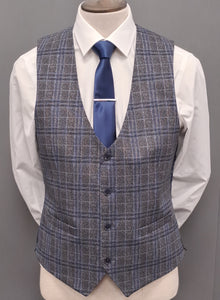 White Label Checkered Waistcoat - Grey/Blue