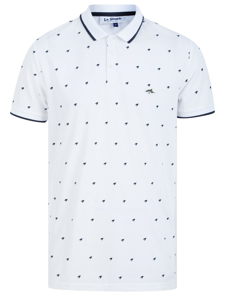 Le Shark Yanis Printed Cotton Pique Polo Shirt - Optic White