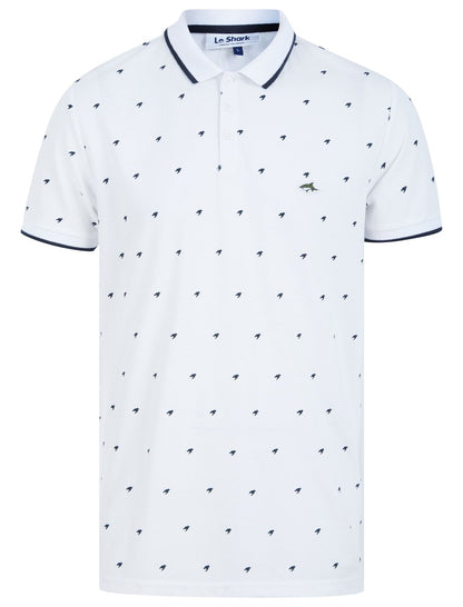 Le Shark Yanis Printed Cotton Pique Polo Shirt - Optic White